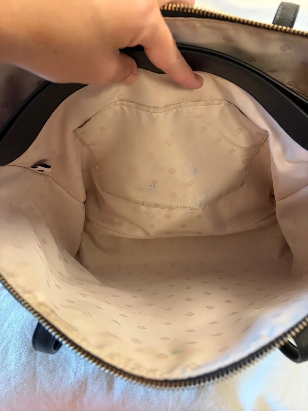 Kate Spade All Day black leather zip tote work bag, similar to Gwen and Dana bag